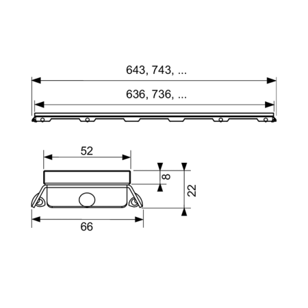Дизайн-решетка, TECE, TECEdrainlinе, glass, ширина, мм-66, длина, мм-900, высота, мм-22, материал-нержавеющая сталь/стекло, декоративная без перфорации, цвет-белый сатинированный, артикул 600993