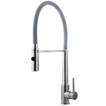 Смеситель для кухни с гибким изливом FASHUN A54111-12, сатин/серый