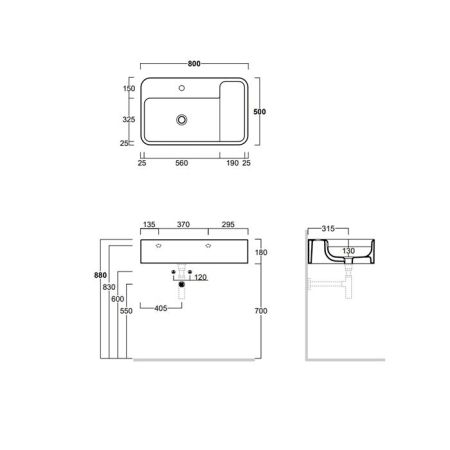 SIMAS HOP  Раковина чаша подвесная 80x50xh18 см, без отв. для смесителя,  цвет RUBINO