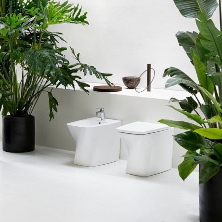 Azzurra Hera Унитаз напольный приставной безободковый 57х38х42 см, слив универсальный, с крепежом, цвет белый, артикул HEVCTPE00000BI