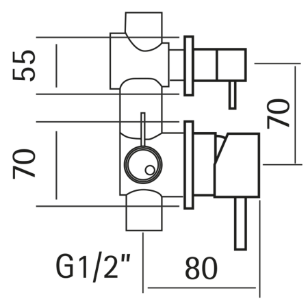 HUBER Lynox Встраиваемый смеситель для душа с переключателем на 2 выхода, нержавеющая сталь, артикул LX000212D1