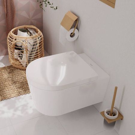 Сиденье для унитаза, Hansgrohe, GladeLake S, с крышкой, ширина, мм-365, глубина, мм-540, с плавным опусканием SoftClose, с верхним креплением, материал сиденья-пластик, цвет-белый, артикул 60112450