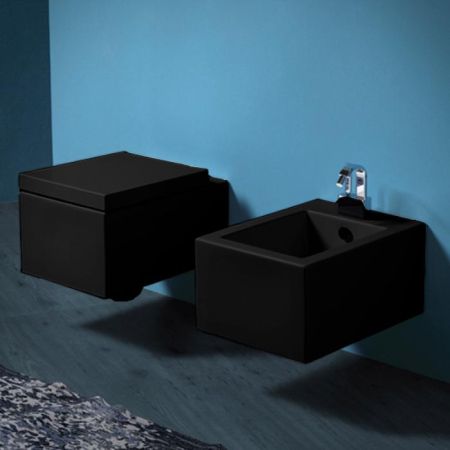 SIMAS Frozen Унитаз подвесной 38х51см, цвет черный, без крепежа F85, артикул FZ18nero