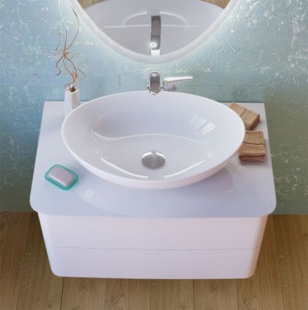 Тумба под раковину Raval Moon 75 подвесная Белая, артикул Moo.01.75/P/W