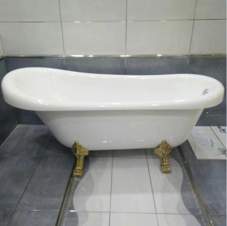 Ванна CLASSIC 150 акриловая отдельностоящая Cerutti SPA (1570x770x740) на львиных алюминиевых лапах (золото), артикул CT9667