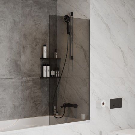 Шторка на ванну 70х140 см Maretti Marta MA41F7014098-560, профиль черный, артикул MA41F7014098-560