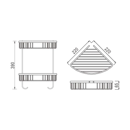 Полка металлическая угловая двухъярусная Rose RW12H, черный, артикул RW12H