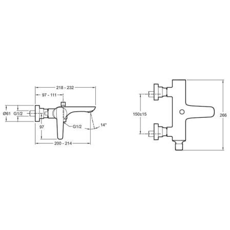Смеситель для ванны с душем  JACOB DELAFON ALEO+ E72319-CP (хром, L-23,2), шт, артикул E72319-CP