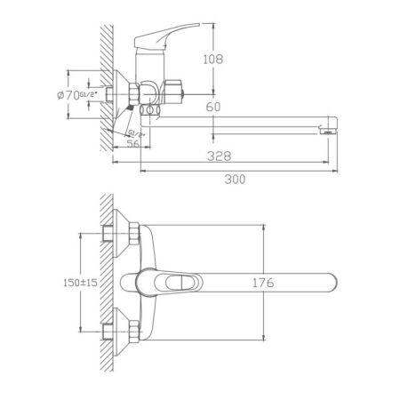 Смеситель для ванны Haiba HB2213, хром, артикул HB2213