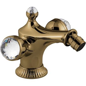 Emmevi The One Leda, смеситель для биде. Металлические ручки + большие прозрачные кристаллы, цвет бронза