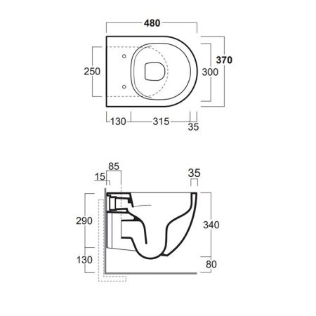 SIMAS VIGNONI Унитаз подвесной 370х480 мм., безободковый, в комплекте с звукоизоляцией, цвет Bianco matt (без креплений F85), артикул VI28 bianco matt