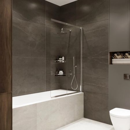 Шторка на ванну слайдер Terminus Ното 150х90, хром, артикул 1CS150х90C