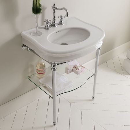 3SC  Консоль Florian 70х52хh86см, с раковиной LA11, сифоном и стекл.полочкой,цвет: хром