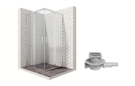 Душевой уголок Ambassador Kingston 14011102-MA1, квадратный, точечный трап, 90х90, артикул 14011102-MA1