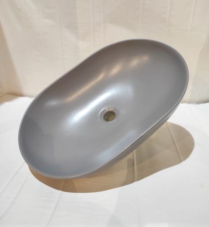 White Ceramic Balisong, накладная овальная раковина 60x40x15h см, цвет серый матовый, артикул W0807FM