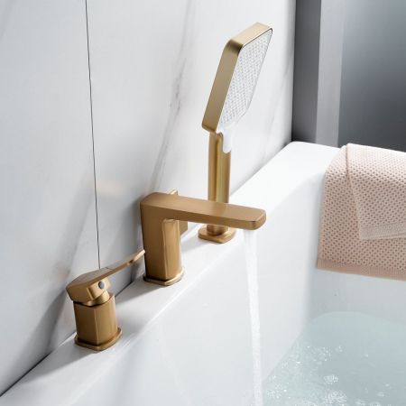 Смеситель на борт ванны Shevanik S9912G, золотой сатин, артикул S9912G