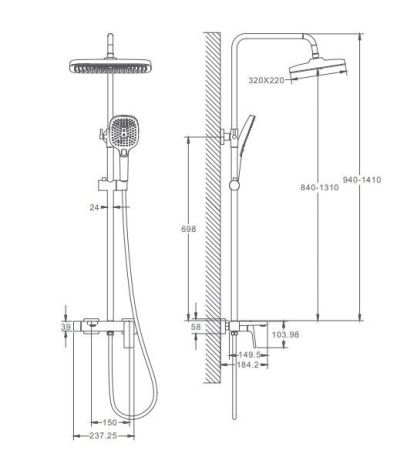 Душевая система HAIBA тропический душ, латунь, белый (HB24831-8), артикул HB24831-8