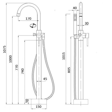 Смеситель BRAIES Brush Nickel для отдельностоящей ванны BOCH MANN BM8922