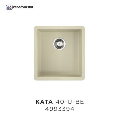 Мойка, OMOIKIRI, Kata, ширина, мм-400, глубина, мм-420, высота, мм-220, тип установки-встраиваемый снизу, отверстия для смесителя-отсутствуют, с переливом, сифон и донный клапан в комплекте, материал-Artgranit, крепления в комплекте, цвет-ваниль, артикул 4993394