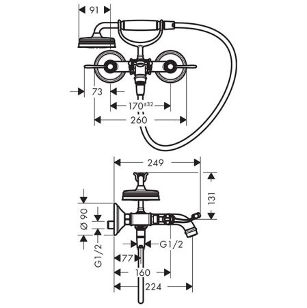 AX Montreux Смеситель для ванны, цвет шлифованная бронза, артикул 16551140