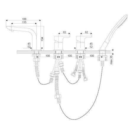 Смеситель на борт ванны EXCELLENT Oxalia AREX.9033CR (хром)
