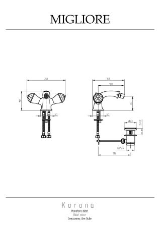 KORONA Смеситель для биде, ручки Crystal, хром, артикул 27305