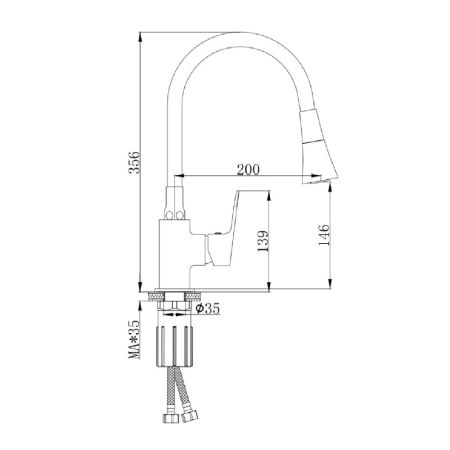 Смеситель для кухни Splenka S41.43.06, черный