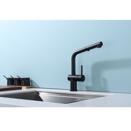Смеситель для кухни с выдвижным изливом Raglo R86.49.06, черный, артикул R86.49.06