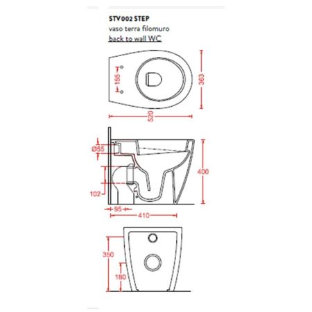 Artceram STEP  Унитаз напольный приставной 36х51 см, слив универсальный, с креплениями,  цвет белый.