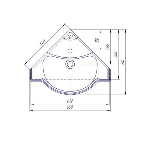 Умывальник "Классик угловой" (650*510, Д*Ш)