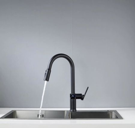 Смеситель для кухни с индикатором температуры Knotlor KN-100/BL, черный, артикул KN-100/BL