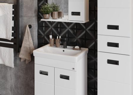 Тумба Onika Балтика-Квадро Black 60 напольная, белая (ум.Тигода 60), артикул 106139