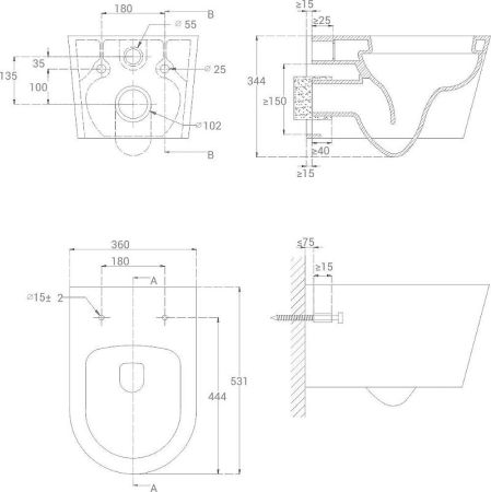 Унитаз Good Door Round УНИ0006 подвесной с сиденьем Микролифт