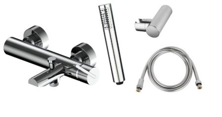 AQG Urban, однорычажный смеситель для ванны c набором для душа, цвет хром, артикул 01URB424CR
