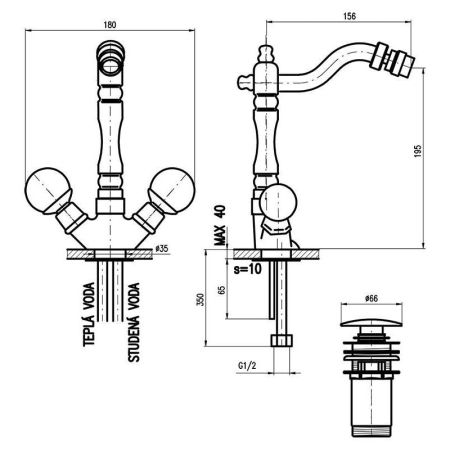 Смеситель для биде Rav Slezak BRILLIANCE121.5/9SM, бронза, артикул BRILLIANCE121.5/9SM