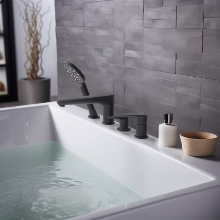 Смеситель на борт ванны на 4 отв. AQUATEK, матовый черный AQ1148MB БЕТТА, артикул AQ1148MB