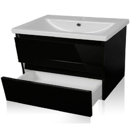 Тумба под раковину Style Line Даймонд 80 Люкс Plus СС-00000497 подвесная Черная, артикул СС-00000497