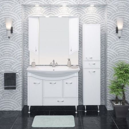 Зеркало со шкафом Runo Севилья 105 4620750021757 с подсветкой Белое