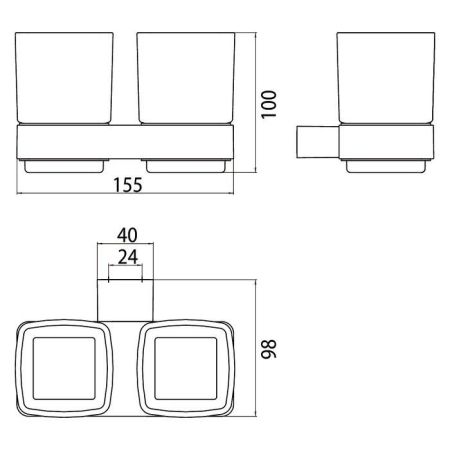 Emco Loft Стакан подвесной, двойной, хрустальное стекло сатинированное, цвет черный, артикул 0525 133 00