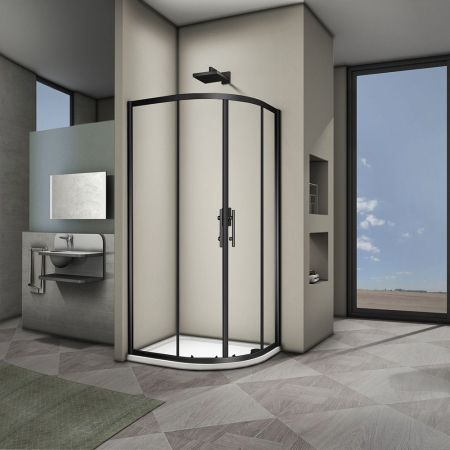 Душевой угол Veconi Rovigo RV-07B, 1000x1000x1900, черный, стекло прозрачное, артикул RV07B-100-01-C3