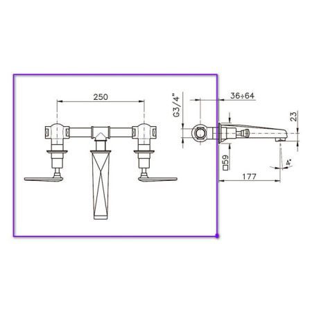 Внутренняя часть, Nicolazzi, назначение-смеситель для раковины настенный встраиваемый, стандарт подвода воды-3/4", не окрашен, артикул C1077DX