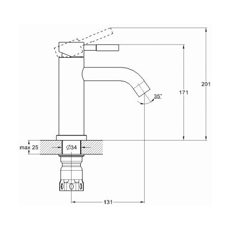 Смеситель для раковины G.Lauf ZAP1-B090, нержавеющая сталь