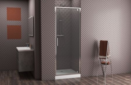 Душевая дверь Bravat Drop 80 BD080.4110A профиль Хром стекло прозрачное