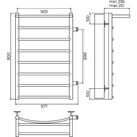 Полотенцесушитель водяной с полкой Terminus Классик П8 БП 50х80, артикул 4670078556769