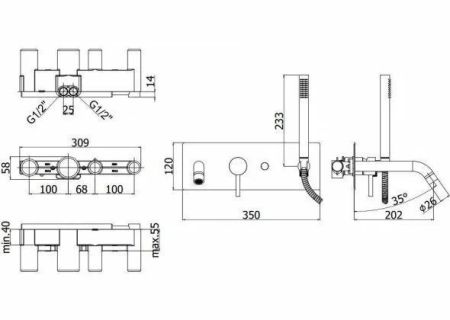 Смеситель для ванны с душем Paffoni Light LIG001HGSP (с внутренней частью), артикул LIG001HGSP
