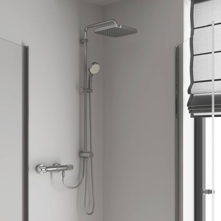 Душевая система GROHE Tempesta Cosmopolitan 250 CUBE с переключателем, хром (26694000), артикул 26694000