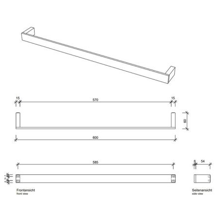 Decor Walther Contract Полотенцедержатель 60см., подвесной, цвет: черный матовый, артикул 0650860