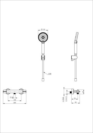 Смеситель для душа с термостатом WONZON & WOGHAND INN 5, Белый матовый (WW-B2063-A-MW), артикул WW-B2063-A-MW