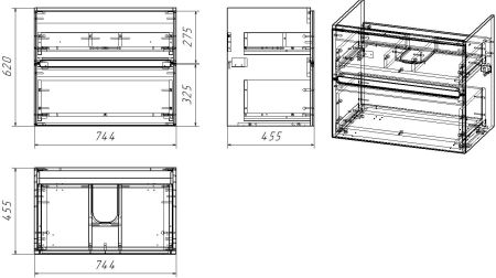 Тумба Nyborg 80, 2 ящика, белая, артикул OW06.03.00