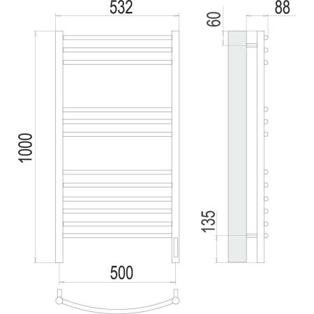 Полотенцесушитель электрический Terminus Классик П12 50х100, артикул 4670078527325
